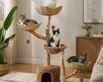 Naturel Wooden Cat Tree ( Height 135cm)