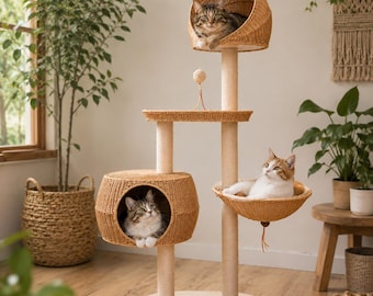 Natural Rattan Cat Tree A Stylish Retreat for Your Cat