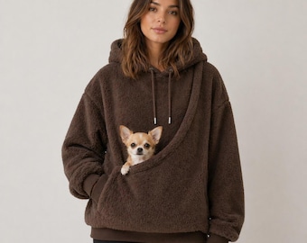 Pet Carrier Hoodie, Cozy Sherpa Pouch Sweatshirt for Small Dogs