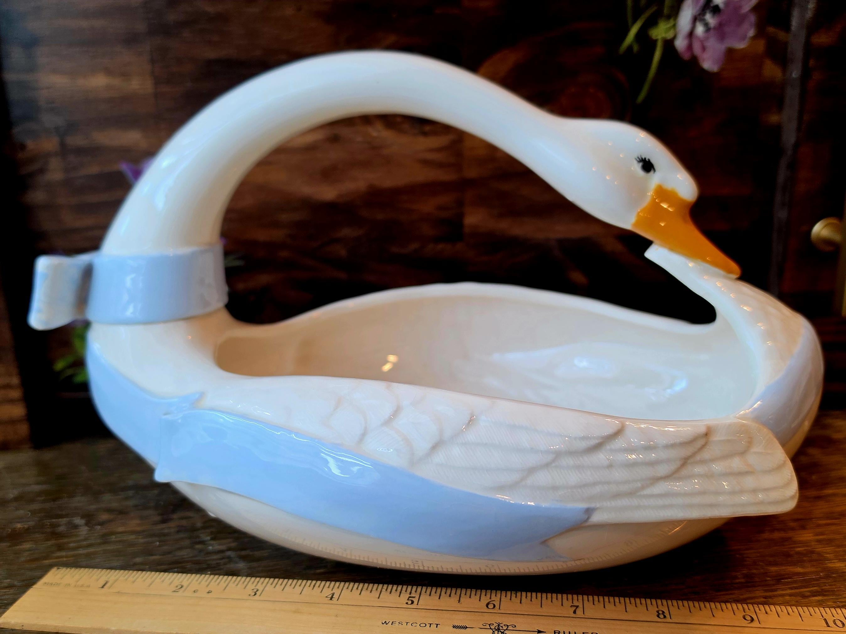 陶器の白鳥の花瓶 - Etsy 日本