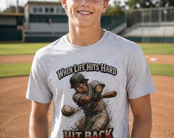 Wenn das Leben hart trifft Baseball Shirt, Jugend Baseball T-Shirt, Motivations Sport Shirt, Baseball Mutter Geschenk, Athlete Tee