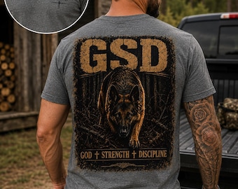 Deutscher Schäferhund Shirt, GSD Hundeshirt, Gott Stärke Discipline T-Shirt, Deutscher Schäferhund Geschenk, K9 Besitzer Shirt, Hundeliebhaber Kleid