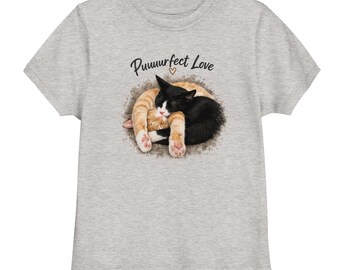 Puuuurfect Love Toddler Cat Shirt, Cute Orange & Black Cats Tee, Funny Toddler Cat Lover Gift, Kids Graphic T-Shirt