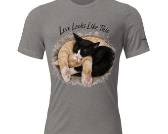 Love Looks Like This Cat Shirt for Women, Cat Lover Gift, Cute Sleeping Cats Tee, Cat Mom Graphic T-Shirt, Pet Lover Apparel