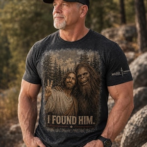 I Found Him Bigfoot Selfie Shirt Funny Christian Bigfoot Jesus T-Shirt Sasquatch Gift