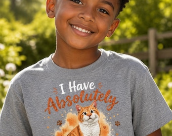 Funny Cross Eyed Cat Youth Shirt, I Have Absolutely No Idea What's Going On, Cute Orange Cat Tee for Boys & Girls