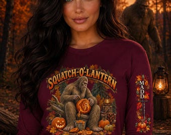 Bigfoot Halloween Shirt | Sasquatch Pumpkin Fall Graphic Tee | Cryptid Gift