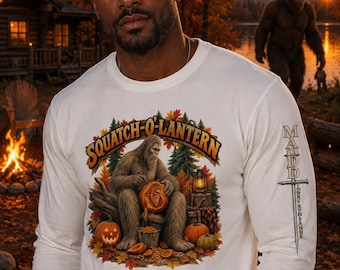 Bigfoot Halloween Shirt | Sasquatch Pumpkin Fall Graphic Tee | Cryptid Gift