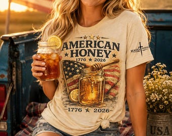 Amerikanisches Honig-Shirt, Vaterländisches südländisches Mädchen-T-Shirt, süßes Tee-Land-T-Stück, amerikanische Flagge USA-Stolz-Geschenk für Frauen