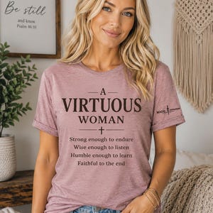 Een deugdzaam christelijk vrouwenshirt, Spreuken 31 geïnspireerde vrouwen Faith Tee, bijbelse vrouwelijkheid, christelijk cadeau voor haar