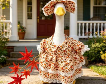 Robe d'automne en oie de porche, tenue de récolte de citrouilles pour oie de 23 pouces, vêtements d'oie d'action de grâces, décoration de porche d'automne confortable