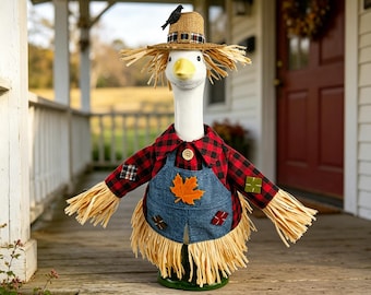 Tenue d'oie de porche d'épouvantail pour oie de 23 pouces, vêtements d'oie d'automne, costume d'oie de pelouse des récoltes d'automne, déco de porche de ferme, cadeau de Thanksgiving