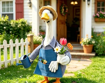 Porch Goose Outfit, Gardening Goose Clothes, Farmhouse Goose Decor, Blue Apron Goose Costume, Goose Clothes for Porch Goose, Goose Outfit