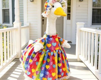 Tenue d'oie de porche de 23 pouces faite main, costume d'oie de la pelouse de la ferme, joli cadeau de décoration de porche extérieur pour les amateurs de jardin et de plantes