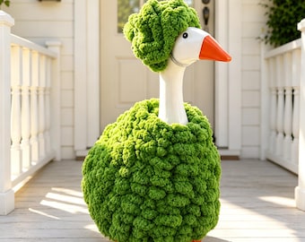 Tenue d'oie brocoli au crochet fait main pour oie de porche de 23 pouces et 7 pouces, vêtements drôles d'oie de ferme, cadeau déco de jardin