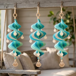 Crochet Wind Spinner Pattern PDF, Ocean Wave Shell Hanging Decor