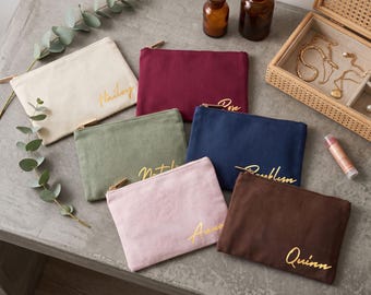 Bolsa de maquiagem de lona personalizada, presentes para madrinhas, proposta para dama de honra, presente para ela [MUB01] [N]