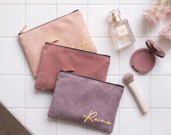 Bolsa de maquiagem personalizada em camurça, presentes para madrinhas, proposta para dama de honra, presente para ela [MUB05] [N]