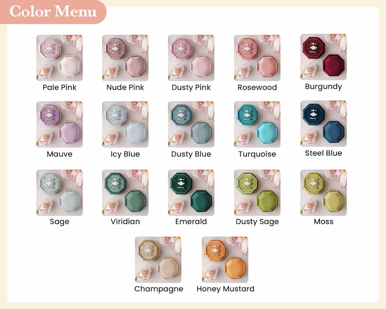 Triple Slot Velvet Ring Box, 17 Colors Personalized Engagement Ring Box, Proposal Ring Bearer [N] image 3