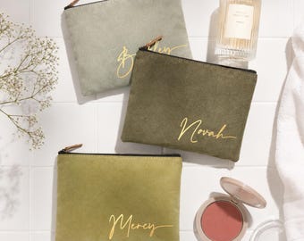 Bolsa de maquiagem personalizada em camurça, presentes para madrinhas, proposta para dama de honra, presente para ela [MUB05] [N]