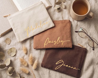 Bolsa de maquiagem de lona personalizada, presentes para madrinhas, proposta para dama de honra, presente para ela [MUB01] [N]