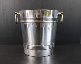 Enfriador de champán vintage estilo art déco, chapado en plata, de Bohrmann.