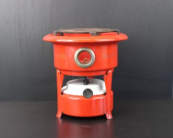 Vintage red enamel 1-burner stove camping cooker kerosene stove