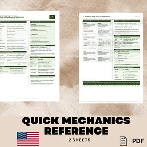 D&D 5e Quick Reference Sheet — Printable Combat Cheat Sheet, Dungeons and Dragons 5th Edition, DM Screen Insert, Instant Download PDF