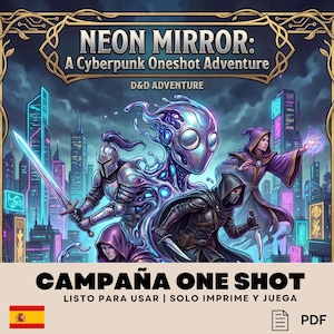 D&D 5e Printable Neon Mirror Adventure | Cyberpunk One-Shot | Dungeon Master Kit | 1-2 Session Campaign | DM Sheet PDF Digital Download