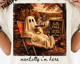 Ghost Coffee DTF Transfer, Cozy Fall Autumn Print, Ready to Press