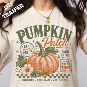 Pumpkin Patch DTF Transfer, Retro Fall Corn Maze Apple Cider (Ready to Press)
