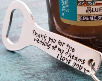 Gift for Father in Law, Father of the Groom Gift, Personalized Bottle Opener, Custom Beer Gift, Present for Beer Drinker, Dad, Wedding Party