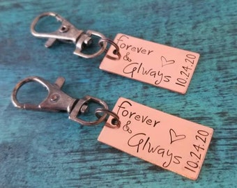 Forever and Always Matching Keychains, Anniversary Gift, Gift from Bride Groom, Wedding Gift for Couple, Husband, Wife, Girlfriend Boyfriend