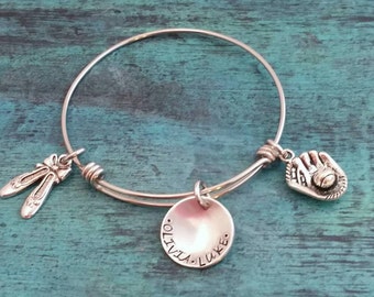 Sport bracciale, bracciale di Baseball, sport mamma, lo spirito della scuola, Bracciale in acciaio inossidabile espandibile, Baseball mamma, danza mamma,