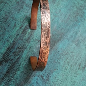 Hammered Copper Bracelet, Antiqued, Patina, Copper Cuff, Bangle Mixed Metal, Bumpy Textured Finish