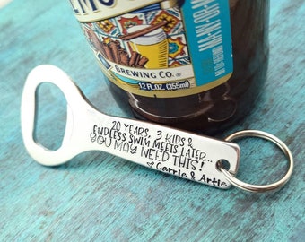 Wedding Anniversary Gift, 10 15 16 17 18 19 20 years, You Might Need This Beer Bottle Opener, Husband Boyfriend Wife, Swim Parent present