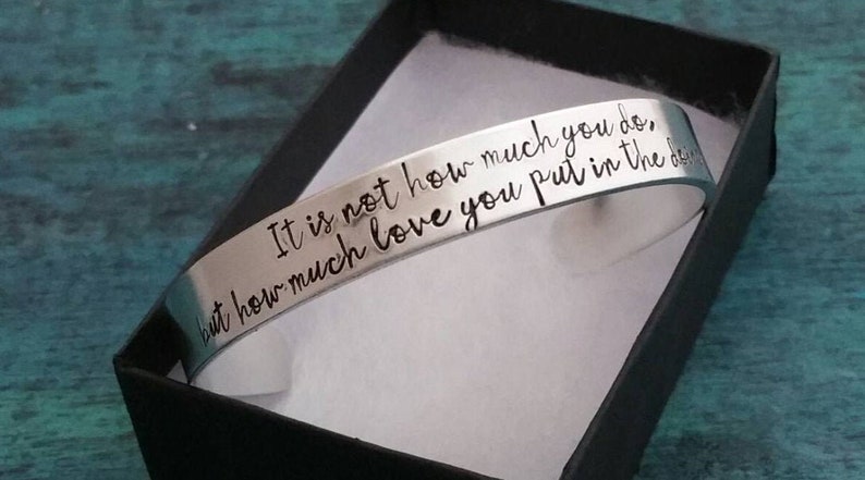 Ready to ship caregiver, front line worker gift, gift for PCA, Nurse, RN, NP, Dr Doctor, Teacher, Mother Teresa quote, custom cuff bracelet image 1
