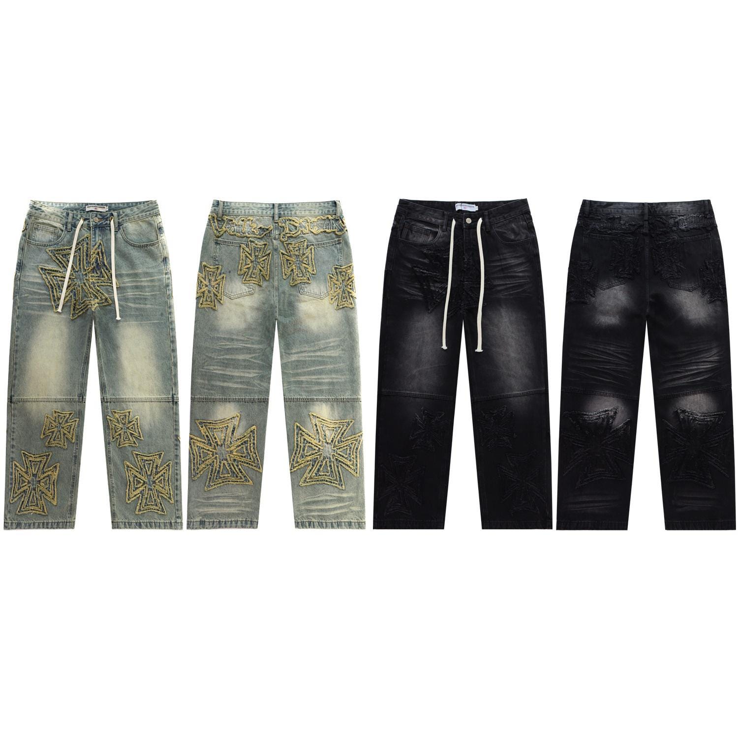 Vale Forever Skittle Embroidered Washed Distressed Vintage Jeans 
