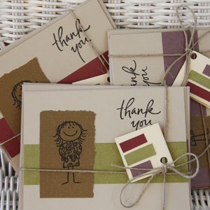 Thank you cards, set of 6 handmade thank you cards, fun thank you card set, hand stamped thank you cards, funny thank you cards, whimsical