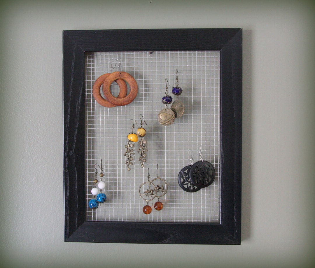 Earring Holder, 8 X 10 Black Earring Display, Wire Mesh Earring Hanger, Trendy Earring Holder