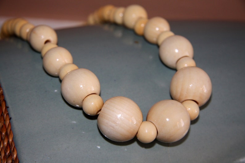 Large Wood Beads Necklace Chunky Wooden Necklace Wood Etsy