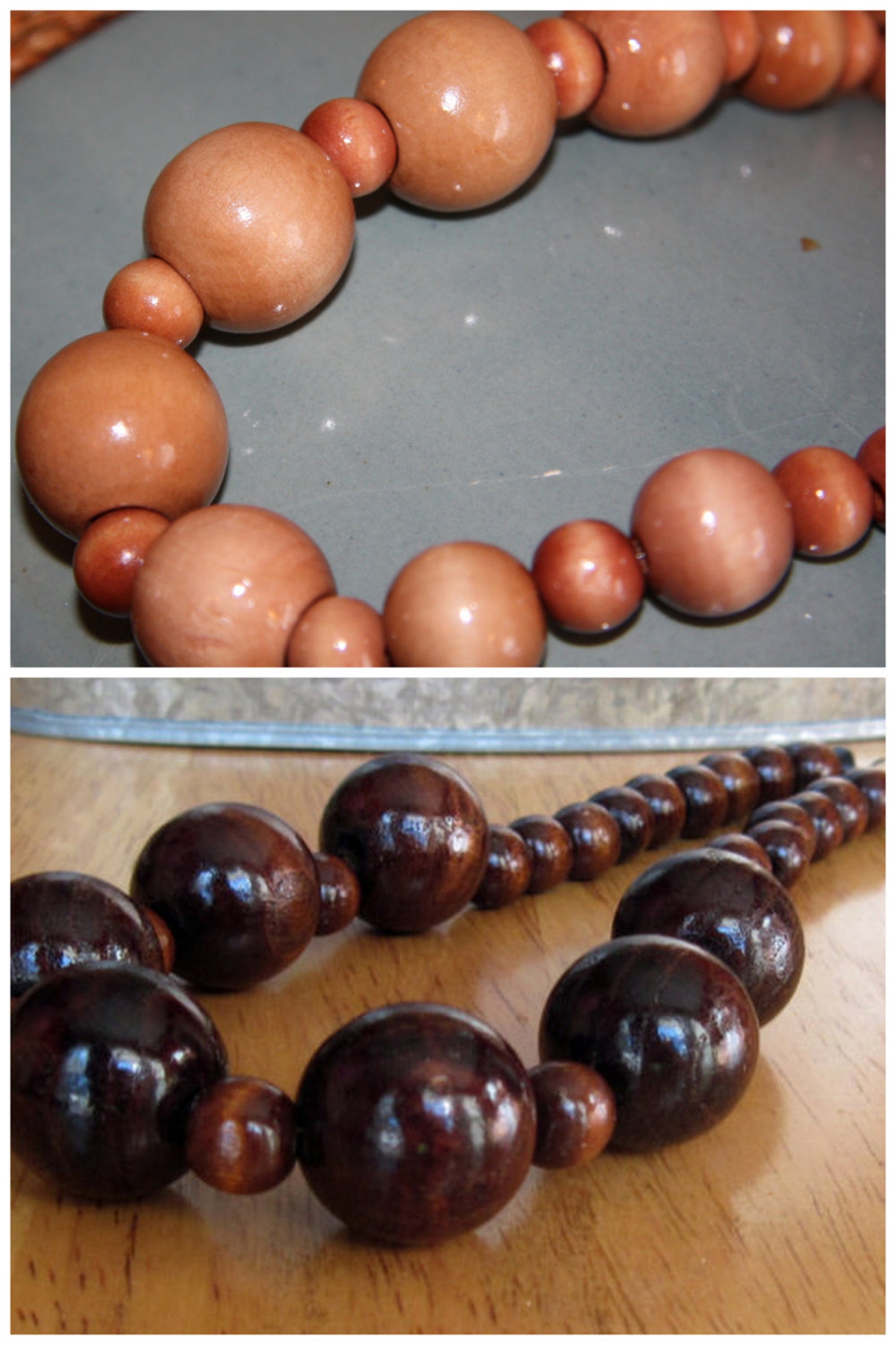 Large Wood Beads Necklace Chunky Wooden Necklace Wood Etsy