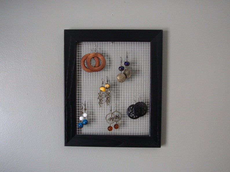 Earring holder, 8 x 10 black earring display, Wire mesh earring hanger, Trendy earring holder, wall earring holder, Simple Earring Holder image 4