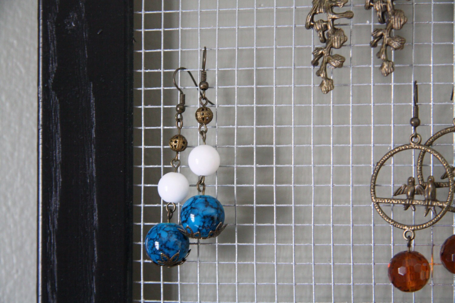 Earring Holder, 8 X 10 Black Earring Display, Wire Mesh Earring Hanger