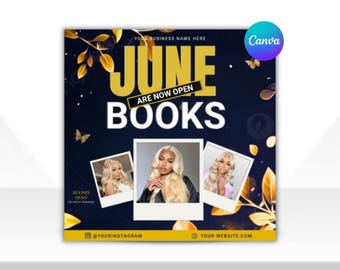June Booking Flyer Template | Beauty Salon Appointment Flyer | Wig Business Promotion Poster | Editable Canva Template | Instant Download