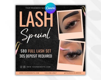 Lash Special Flyer Template | Lash Technician Marketing Flyer | Beauty Salon Promotion Poster | Editable Canva Template | Instant Download
