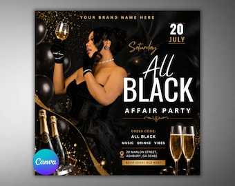 All Black Affair Party Flyer | Elegant Club Invitation (Digital Download)