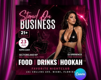 Stand On Business Party Flyer | Pink Ladies Night Club Event (Digital Download)
