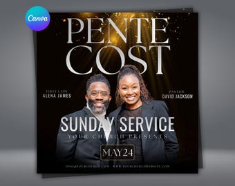 Pentecost Sunday Revival Flyer | Editable Canva Church Event Invitation (Digital Download)