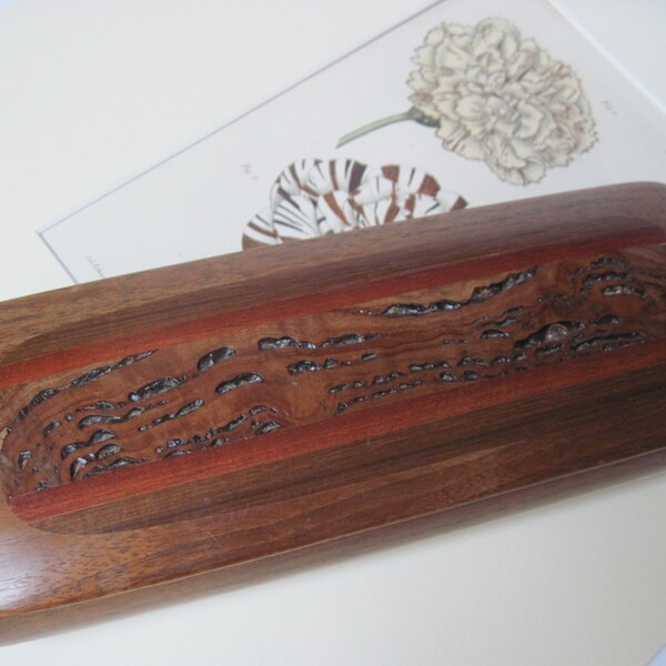 Vintage Artisan Inlaid Mixed Wood Jewelry, Watch or Pen Box